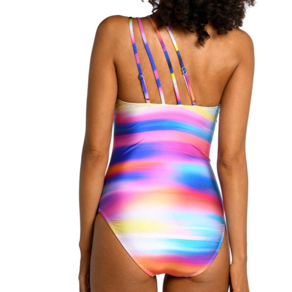 New La Blanca Sunset Shores Strappy One Shoulder One Piece Swimsuit - Picture 2 of 6